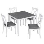 MAYEERTY Set da Pranzo Moderno 5 Pezzi, Tavolo in Legno con 4 Sedie, Grigio e Bianco Bicolore