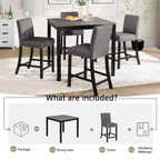 MAYEERTY Set da Pranzo in Legno da 6 Pezzi, 4 Sedie e Panca per 6 Persone, Bicolore Grigio Chiaro e Nero