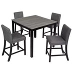 MAYEERTY Set da Pranzo in Legno da 6 Pezzi, 4 Sedie e Panca per 6 Persone, Bicolore Grigio Chiaro e Nero