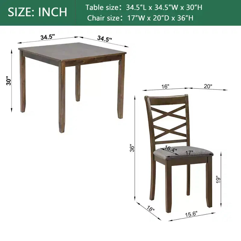 MAYEERTY Set da Pranzo Moderno Elegante da 5 Pezzi, Tavolo in Legno con 4 Sedie per 4 Persone, Noce