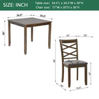 MAYEERTY Set da Pranzo Moderno Elegante da 5 Pezzi, Tavolo in Legno con 4 Sedie per 4 Persone, Noce