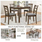 MAYEERTY Set da Pranzo Moderno Elegante da 5 Pezzi, Tavolo in Legno con 4 Sedie per 4 Persone, Noce