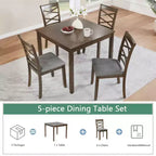 MAYEERTY Set da Pranzo Moderno Elegante da 5 Pezzi, Tavolo in Legno con 4 Sedie per 4 Persone, Noce