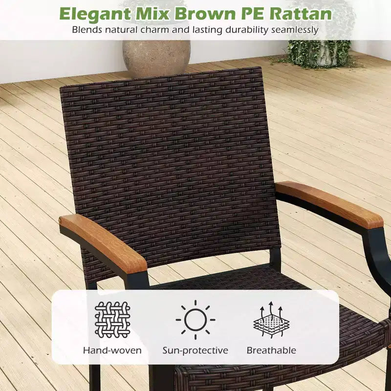Set da pranzo da esterni Costway 9 pezzi con tavolo rettangolare da 79 pollici e 8 sedie impilabili in rattan
