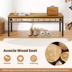 Costway Set da Pranzo per Esterni 3 Pezzi in Legno di Acacia con Foro per Ombrellone da 5 cm e Cuscini per Giardino Marrone Misto