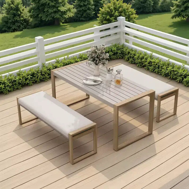 GRANDPATIO 3-Piece Outdoor Dining Set - Seats 2 Faux Wood Finish for Patio