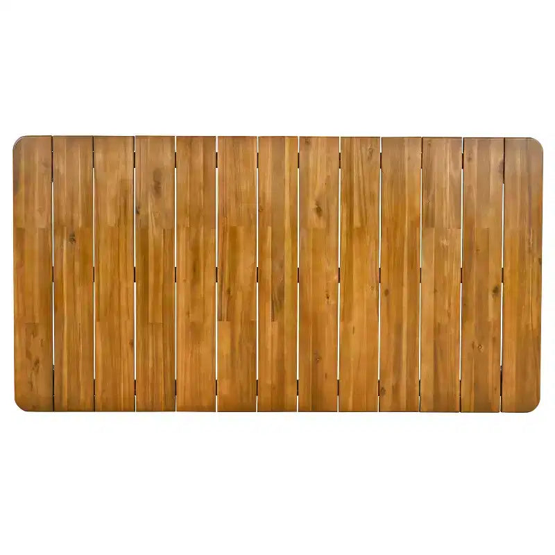 Set da pranzo da esterno 7 pezzi, con 6 sedie in vimini e 1 tavolo da pranzo con finitura teak, piano in legno di acacia - ModernLuxe