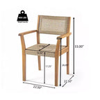 Set da pranzo da esterno 7 pezzi, con 6 sedie in vimini e 1 tavolo da pranzo con finitura teak, piano in legno di acacia - ModernLuxe