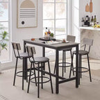 Ensemble de salle à manger 5 pièces, ensemble table de bar avec 4 tabourets rembourrés, dossier en bois, repose-pieds en forme d'anneau, pour salon, bureau, salle à manger