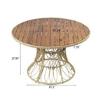 Christopher Knight Home Nan Set da Pranzo da Esterno a 5 Pezzi in Legno di Acacia con 4 Poltrone in Vimini