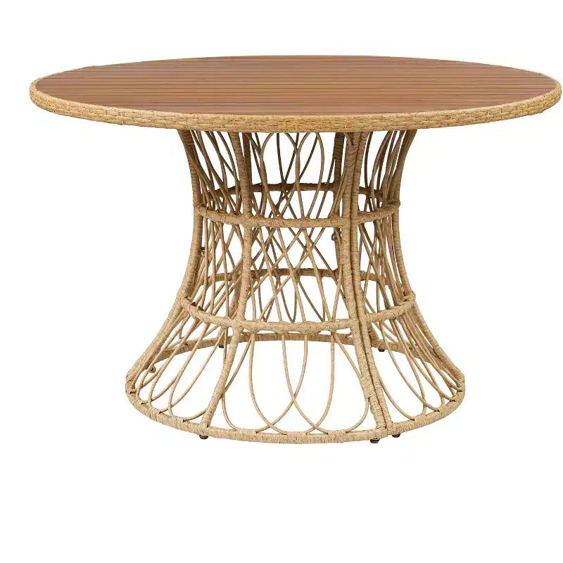 Christopher Knight Home Nan Set da Pranzo da Esterno a 5 Pezzi in Legno di Acacia con 4 Poltrone in Vimini