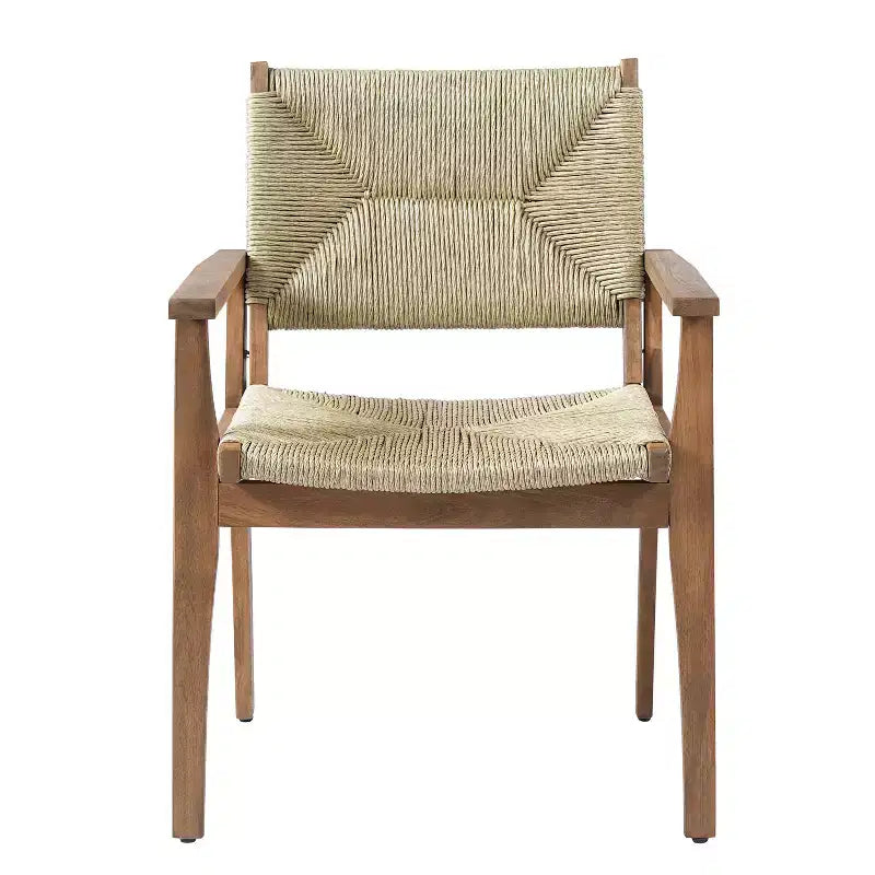 Christopher Knight Home Nan Set da Pranzo da Esterno a 5 Pezzi in Legno di Acacia con 4 Poltrone in Vimini