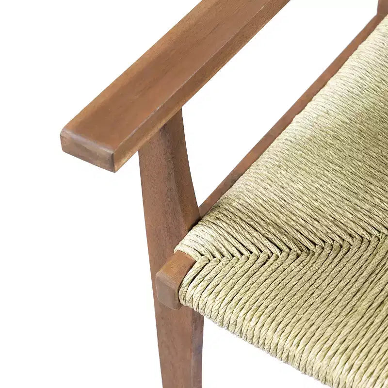 Christopher Knight Home Nan Set da Pranzo da Esterno a 5 Pezzi in Legno di Acacia con 4 Poltrone in Vimini