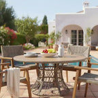 Christopher Knight Home Nan Set da Pranzo da Esterno a 5 Pezzi in Legno di Acacia con 4 Poltrone in Vimini