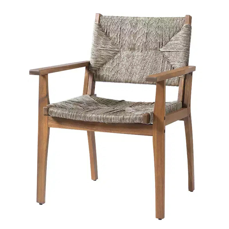 Christopher Knight Home Nan Set da Pranzo da Esterno a 5 Pezzi in Legno di Acacia con 4 Poltrone in Vimini