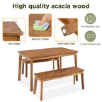 GDFStudio Lucas Patio Ensemble de salle à manger moderne 3 pièces en bois d'acacia avec deux bancs