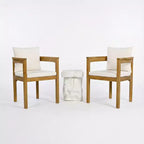 Christopher Knight Home Bora Set da Pranzo da Giardino Moderno 3 Pezzi con Tavolino in Cemento Leggero e 2 Sedie con Braccioli in Corda di Acacia