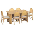 Set Tavolo da Pranzo 7 Pezzi in Stile Rustico per 6 Persone - Tavolo Rettangolare da 59.8" con Finitura Invecchiata e 6 Sedie in Rattan, Mobili da Cucina Rustici