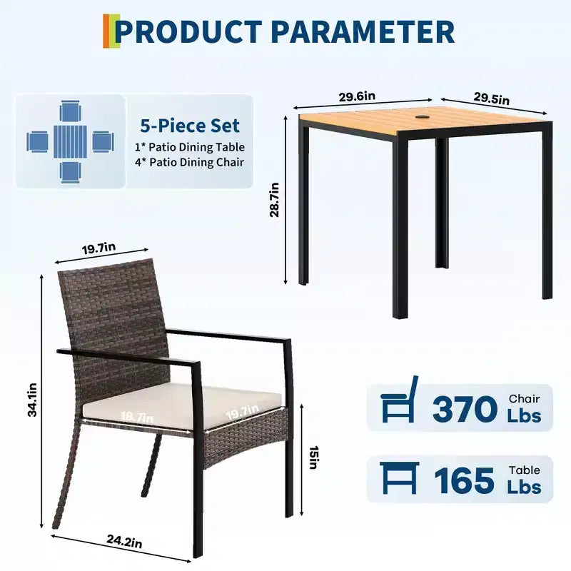 Set da pranzo per patio esterno