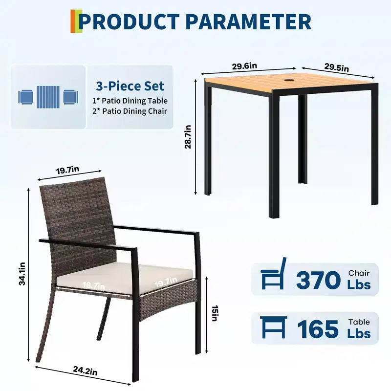 Set da pranzo per patio esterno
