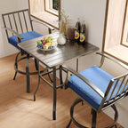 ALAULM Ensemble de bar de terrasse 3 pièces, ensemble de table de terrasse avec 2 tabourets de bar hauts et 1 table de bar, pour cuisine, pelouse, terrasse