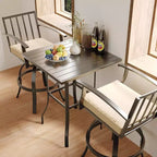 ALAULM Ensemble de bar de terrasse 3 pièces, ensemble de table de terrasse avec 2 tabourets de bar hauts et 1 table de bar, pour cuisine, pelouse, terrasse