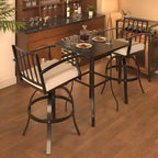 ALAULM Ensemble de bar de terrasse 3 pièces, ensemble de table de terrasse avec 2 tabourets de bar hauts et 1 table de bar, pour cuisine, pelouse, terrasse