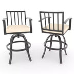 ALAULM Ensemble de bar de terrasse 3 pièces, ensemble de table de terrasse avec 2 tabourets de bar hauts et 1 table de bar, pour cuisine, pelouse, terrasse
