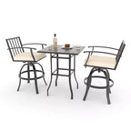 ALAULM 3PCS Patio Bar Set, Patio Table Set w/2 High Barstools&1 Bar table, for Kitchen, Lawn, Patio