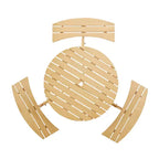 Table de pique-nique ronde Whisen d'extérieur pour 8 personnes, ensemble table et bancs d'extérieur, ensembles de salle à manger de patio avec 4 bancs intégrés, trou pour parasol