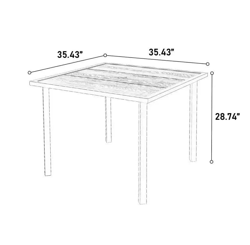 Tavolo e sedie da esterno in vimini a 5 pezzi Whisen, set tavolo e sedie da pranzo per patio con piano del tavolo quadrato in acciaio