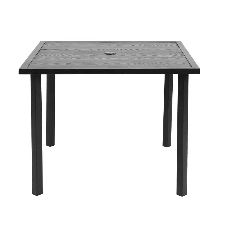 Tavolo e sedie da esterno in vimini a 5 pezzi Whisen, set tavolo e sedie da pranzo per patio con piano del tavolo quadrato in acciaio