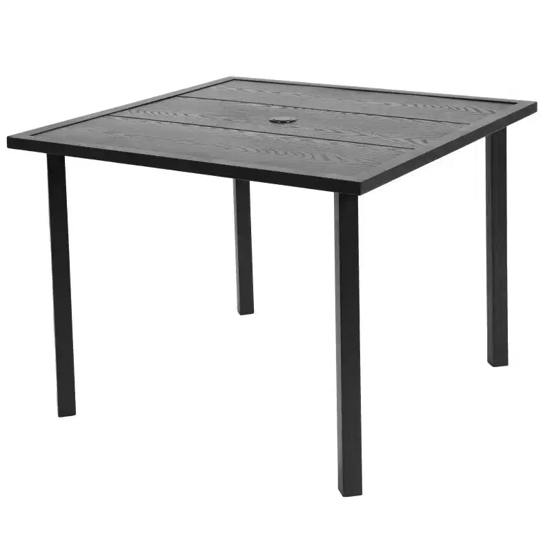 Tavolo e sedie da esterno in vimini a 5 pezzi Whisen, set tavolo e sedie da pranzo per patio con piano del tavolo quadrato in acciaio