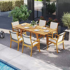 Set da Pranzo da Esterno Costway 9 Pezzi in Legno di Acacia con Foro per Ombrellone da 1,97" per Giardino, Cortile