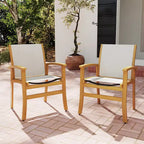 Set da Pranzo da Esterno Costway 9 Pezzi in Legno di Acacia con Foro per Ombrellone da 1,97" per Giardino, Cortile