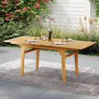 Set da Pranzo da Esterno Costway 9 Pezzi in Legno di Acacia con Foro per Ombrellone da 1,97" per Giardino, Cortile