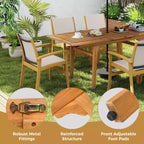Set da Pranzo da Esterno Costway 9 Pezzi in Legno di Acacia con Foro per Ombrellone da 1,97" per Giardino, Cortile
