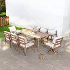 Set da pranzo da esterno HAPPATIO, set da pranzo per patio in alluminio con finitura effetto legno dipinta a mano, facile da montare per cortile, giardino, portico