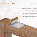 Set da pranzo da esterno HAPPATIO, set da pranzo per patio in alluminio con finitura effetto legno dipinta a mano, facile da montare per cortile, giardino, portico