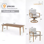 Set da pranzo da esterno HAPPATIO, set da pranzo per patio in alluminio con finitura effetto legno dipinta a mano, facile da montare per cortile, giardino, portico