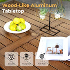 Set da pranzo da esterno HAPPATIO, set da pranzo per patio in alluminio con finitura effetto legno dipinta a mano, facile da montare per cortile, giardino, portico