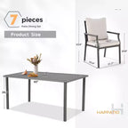 Set da pranzo per patio HAPPATIO, set tavolo e sedie da esterno, sedie in metallo verniciato a polvere con cuscini, tavolo con foro per ombrellone per terrazza, cortile, prato