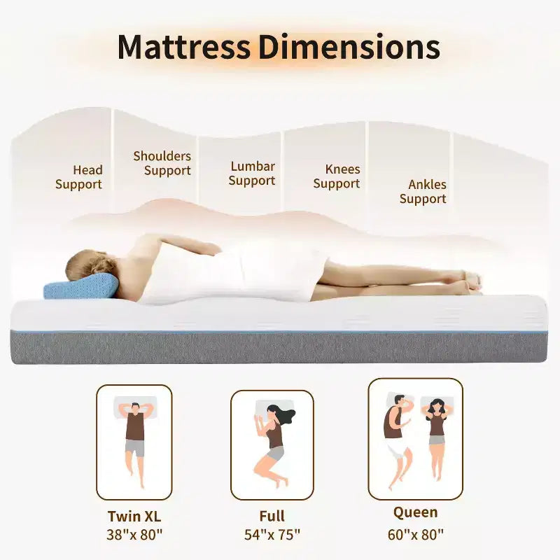 Materasso Rigido a 6 Strati da 12 Pollici per Chi Dorme su un Fianco, Queen Size in Memory Foam con Gel Rinfrescante
