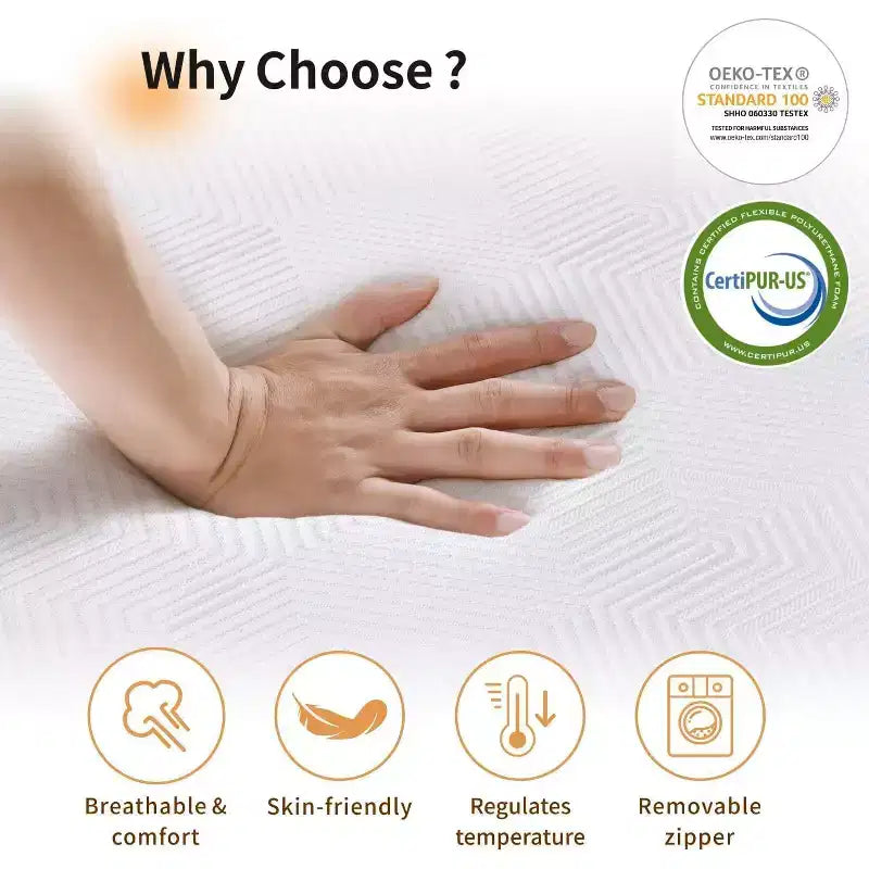 Materasso Rigido a 6 Strati da 12 Pollici per Chi Dorme su un Fianco, Queen Size in Memory Foam con Gel Rinfrescante