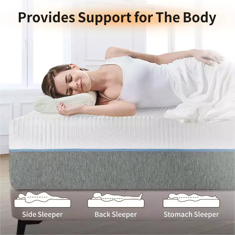 Materasso Rigido a 6 Strati da 12 Pollici per Chi Dorme su un Fianco, Queen Size in Memory Foam con Gel Rinfrescante