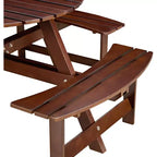 Table de pique-nique extérieure ronde pour 8 personnes avec bancs intégrés, pour patio ou véranda