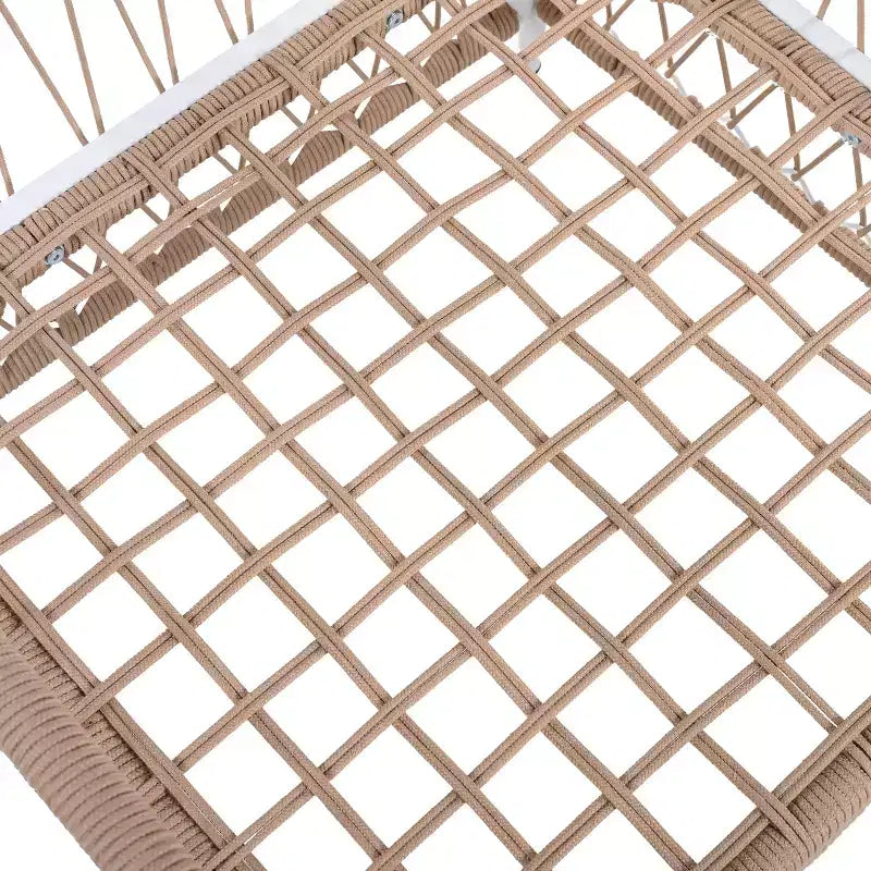 Ensemble de mobilier d'extérieur bohème 3 pièces avec 2 chaises pivotantes et une table en verre, pour le jardin ou le bord de piscine