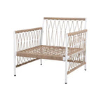 Ensemble de mobilier d'extérieur bohème 3 pièces avec 2 chaises pivotantes et une table en verre, pour le jardin ou le bord de piscine