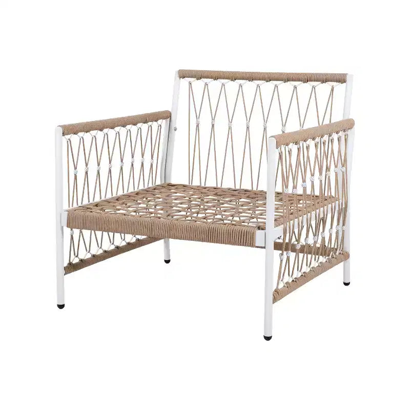 Ensemble de mobilier d'extérieur bohème 3 pièces avec 2 chaises pivotantes et une table en verre, pour le jardin ou le bord de piscine