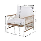 Ensemble de mobilier d'extérieur bohème 3 pièces avec 2 chaises pivotantes et une table en verre, pour le jardin ou le bord de piscine